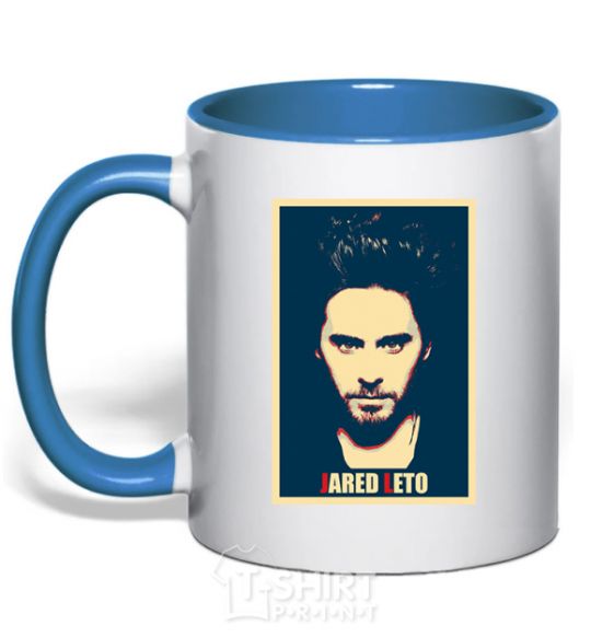 Mug with a colored handle Jared Leto royal-blue фото