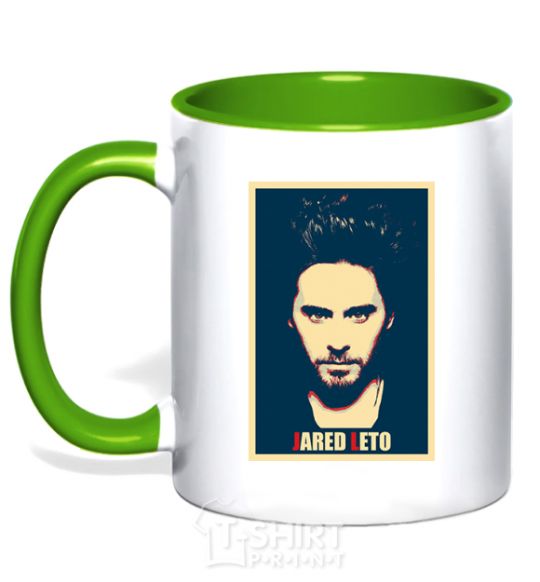 Mug with a colored handle Jared Leto kelly-green фото