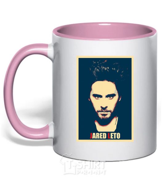 Mug with a colored handle Jared Leto light-pink фото