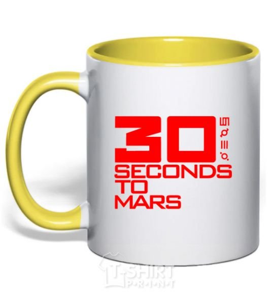 Mug with a colored handle 30 seconds to mars logo yellow фото