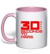 Mug with a colored handle 30 seconds to mars logo light-pink фото