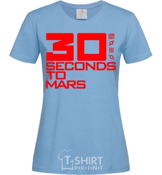 Women's T-shirt 30 seconds to mars logo sky-blue фото