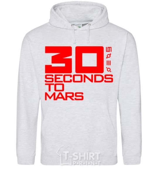 Мужская толстовка (худи) 30 seconds to mars logo Серый меланж фото