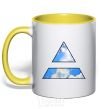 Mug with a colored handle 30 Seconds To Mars triangle yellow фото