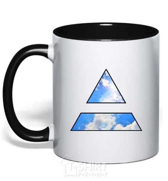 Mug with a colored handle 30 Seconds To Mars triangle black фото