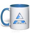 Mug with a colored handle 30 Seconds To Mars triangle royal-blue фото