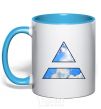Mug with a colored handle 30 Seconds To Mars triangle sky-blue фото