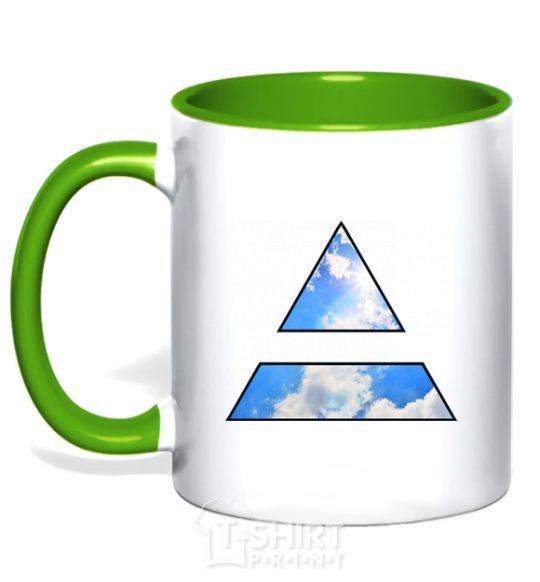 Mug with a colored handle 30 Seconds To Mars triangle kelly-green фото