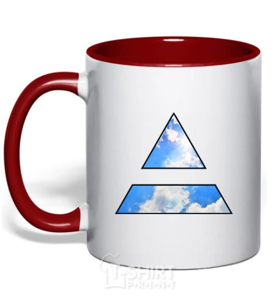 Mug with a colored handle 30 Seconds To Mars triangle red фото