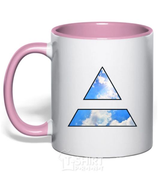 Mug with a colored handle 30 Seconds To Mars triangle light-pink фото