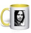 Mug with a colored handle Jared Leto ч/б yellow фото