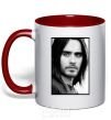 Mug with a colored handle Jared Leto ч/б red фото