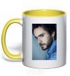 Mug with a colored handle Jared Leto photo yellow фото