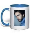 Mug with a colored handle Jared Leto photo royal-blue фото