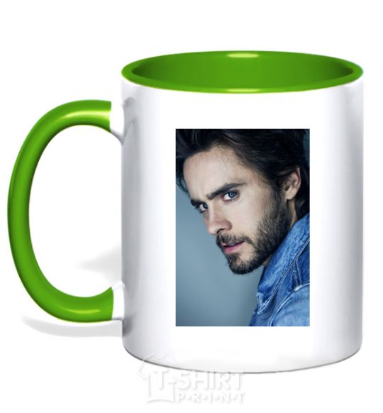Mug with a colored handle Jared Leto photo kelly-green фото