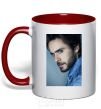 Mug with a colored handle Jared Leto photo red фото