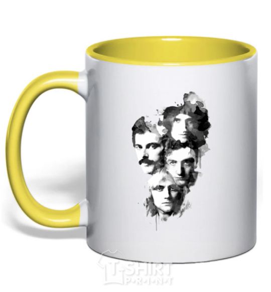 Mug with a colored handle Queen forever yellow фото