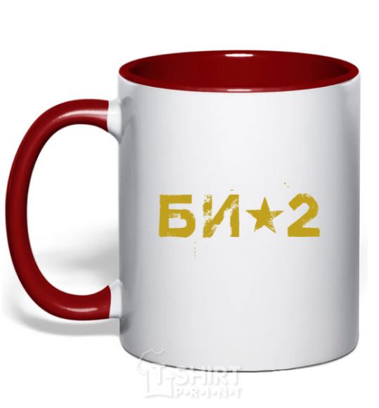 Mug with a colored handle BI2 logo red фото