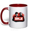 Mug with a colored handle The band Bi-2 red фото