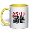 Mug with a colored handle 25-17 yellow фото