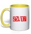 Mug with a colored handle 25-17 logo yellow фото