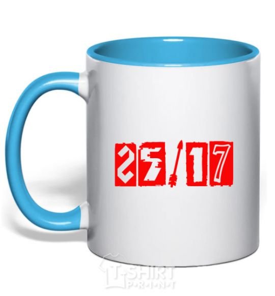 Mug with a colored handle 25-17 logo sky-blue фото