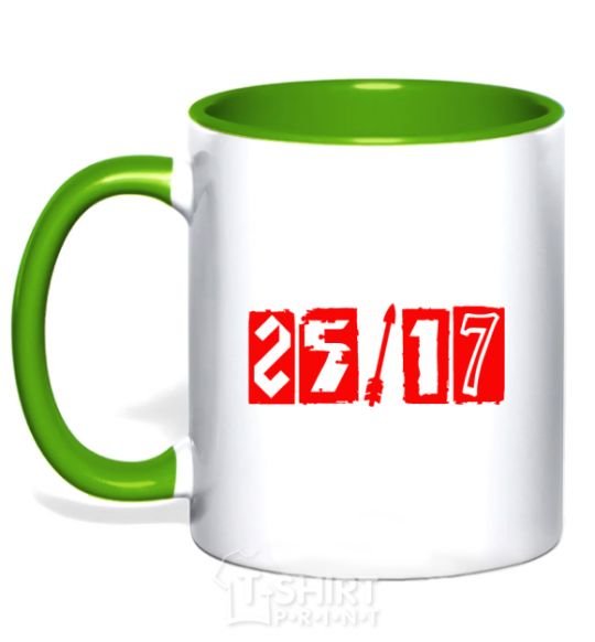 Mug with a colored handle 25-17 logo kelly-green фото