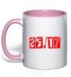 Mug with a colored handle 25-17 logo light-pink фото