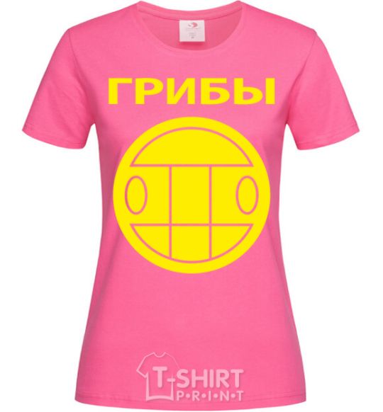 Женская футболка Грибы лого Ярко-розовый фото