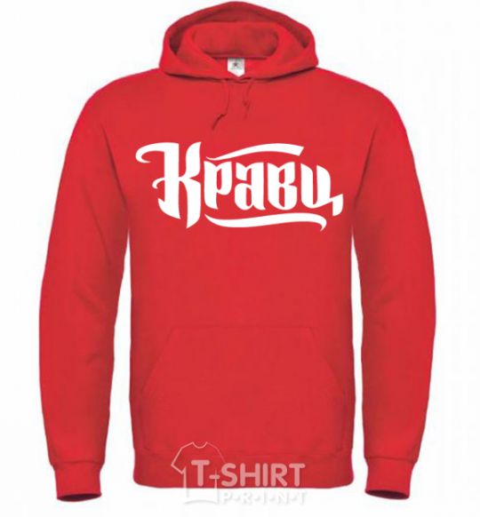 Men`s hoodie Kravts logo bright-red фото