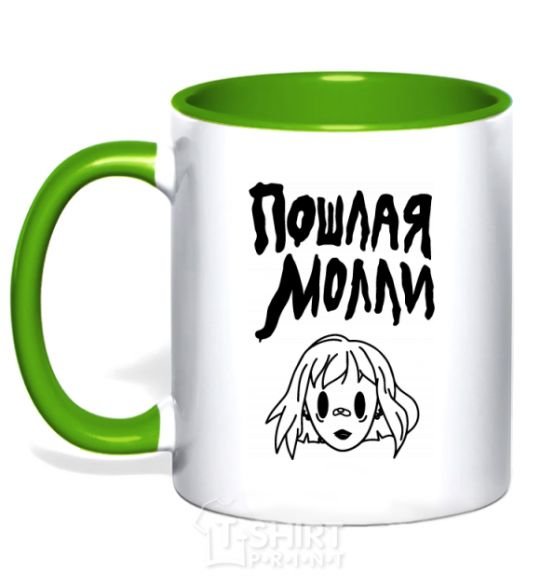 Mug with a colored handle Naughty Molly kelly-green фото