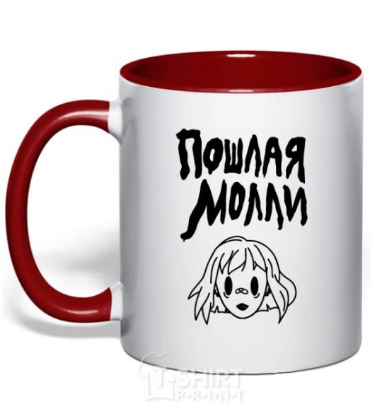 Mug with a colored handle Naughty Molly red фото