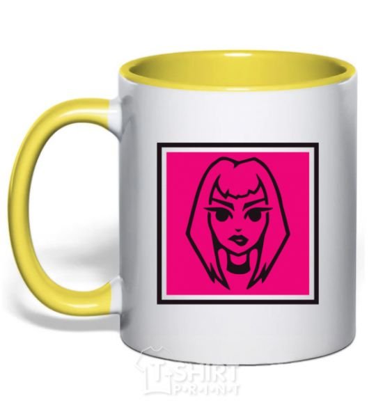 Mug with a colored handle Naughty Molly logo yellow фото