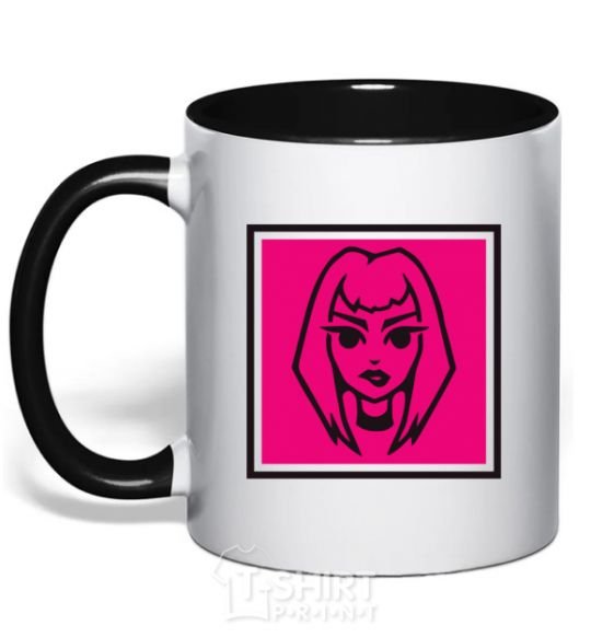 Mug with a colored handle Naughty Molly logo black фото