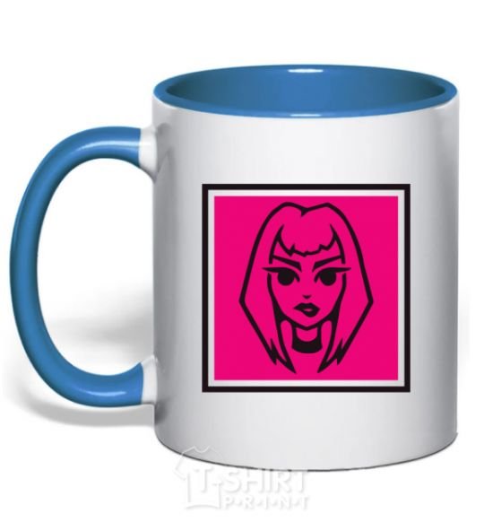Mug with a colored handle Naughty Molly logo royal-blue фото