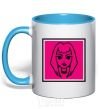 Mug with a colored handle Naughty Molly logo sky-blue фото