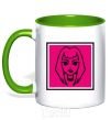 Mug with a colored handle Naughty Molly logo kelly-green фото