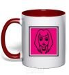 Mug with a colored handle Naughty Molly logo red фото
