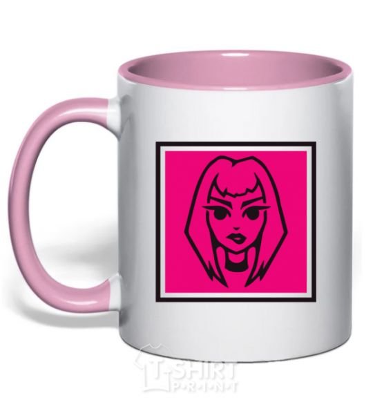 Mug with a colored handle Naughty Molly logo light-pink фото