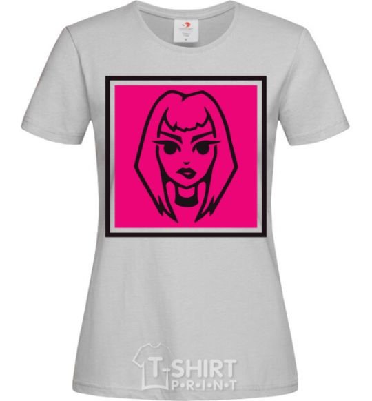 Women's T-shirt Naughty Molly logo grey фото