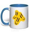 Mug with a colored handle Smiley face Naughty Molly royal-blue фото