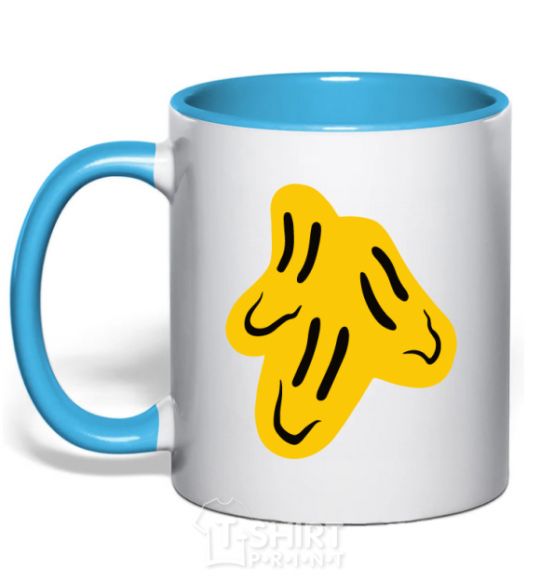 Mug with a colored handle Smiley face Naughty Molly sky-blue фото