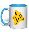 Mug with a colored handle Smiley face Naughty Molly sky-blue фото