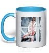 Mug with a colored handle Kravz photo sky-blue фото