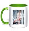 Mug with a colored handle Kravz photo kelly-green фото
