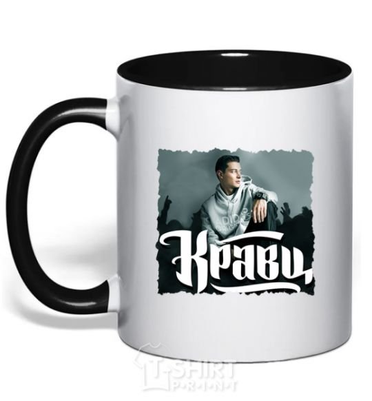 Mug with a colored handle Kravts black фото