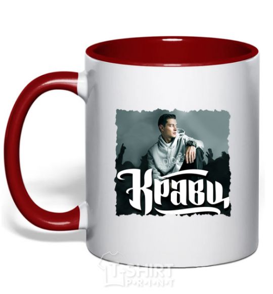 Mug with a colored handle Kravts red фото