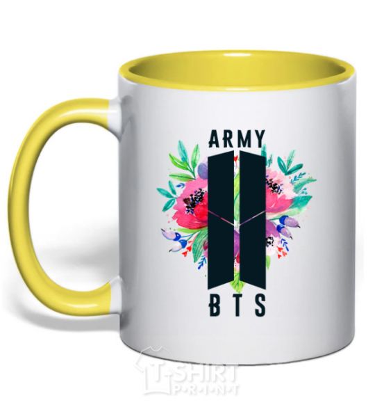 Mug with a colored handle Army BTS yellow фото