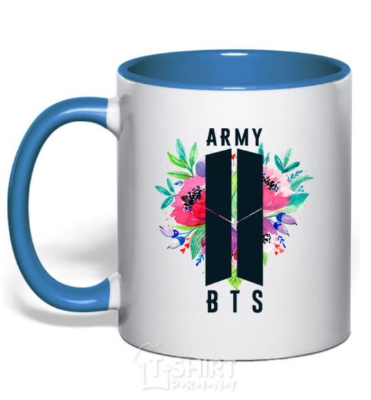 Mug with a colored handle Army BTS royal-blue фото