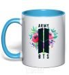 Mug with a colored handle Army BTS sky-blue фото